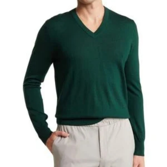 Brooks Brothers Classic Green Mens/Unisex V-Neck Sweater Size S